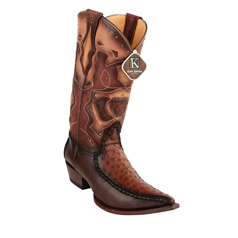 Men's Genuine Ostrich 3x Toe Boot by King Exotic Boots