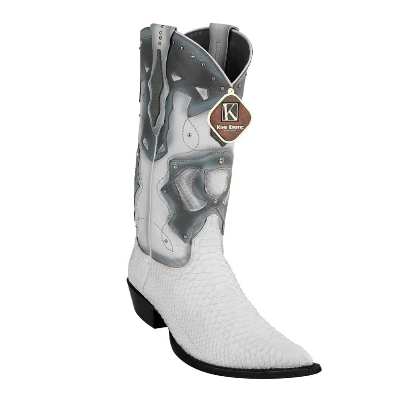 Men's King Exotic Boots Genuine Python 3x Toe White