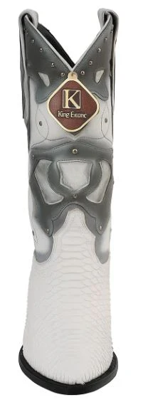 Men's King Exotic Boots Genuine Python 3x Toe White - Image 3