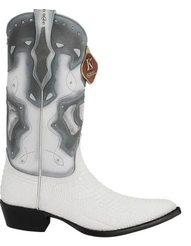 Men's King Exotic Boots Genuine Python 3x Toe White - Image 4