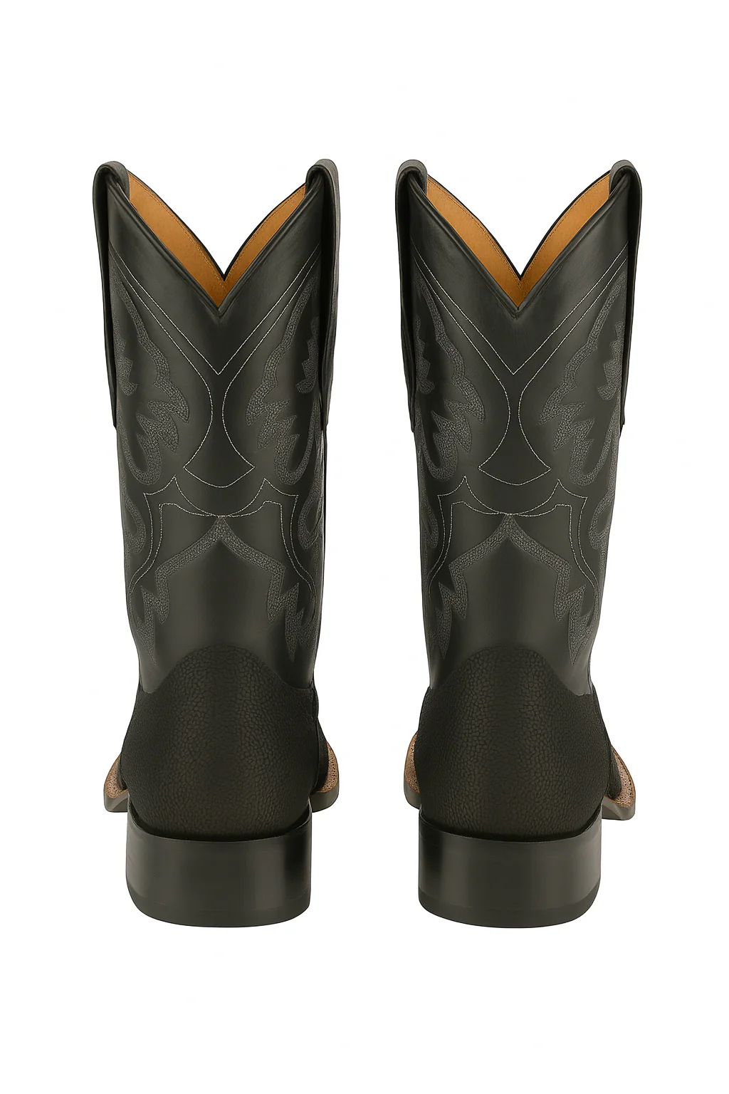 Mens King Exotic Boots Square Toe Stingray Single Stone Black - Image 5