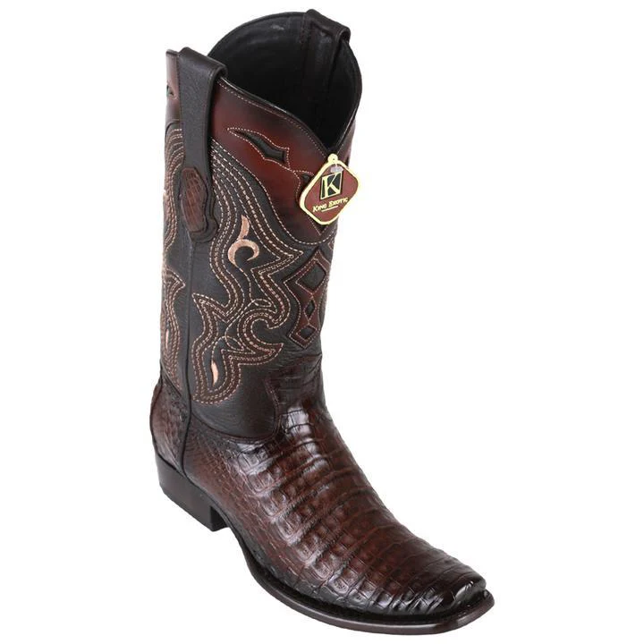 Men's King Exotic Caiman Belly Boots Dubai Toe Handcrafted Faded Brown