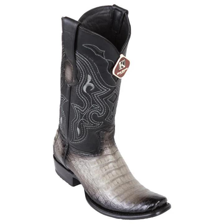 Men's King Exotic Caiman Belly Boots Dubai Toe Handcrafted Faded Gray