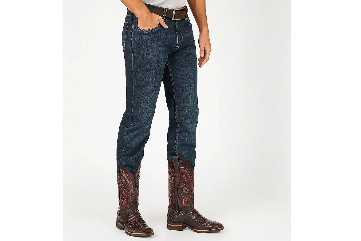 Men's King Exotic Cowboy Style By Los Altos Boots Botas For Sale Snip Toe Black Cherry Genuine Smooth Caiman Dress Cowboy Boot Cheap Priced For Sale Online - Image 2