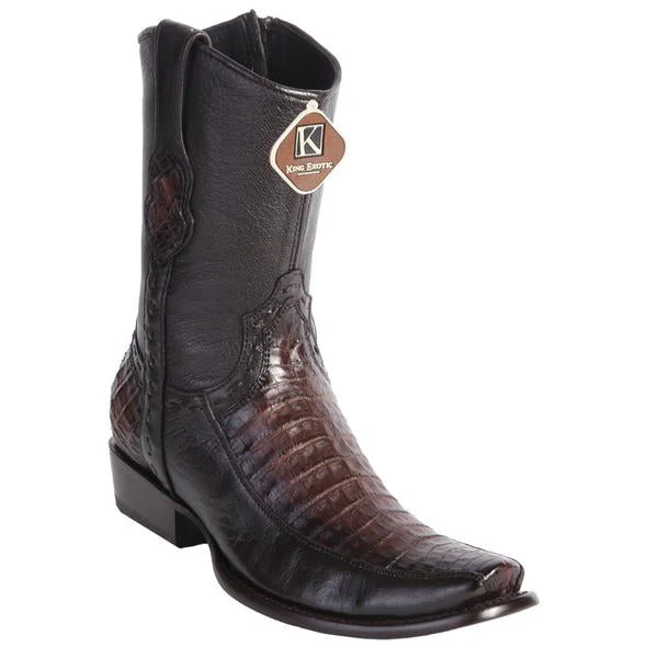 King Exotic Fuscus Caiman Belly Boots with Inside Zipper – Handcrafted Black