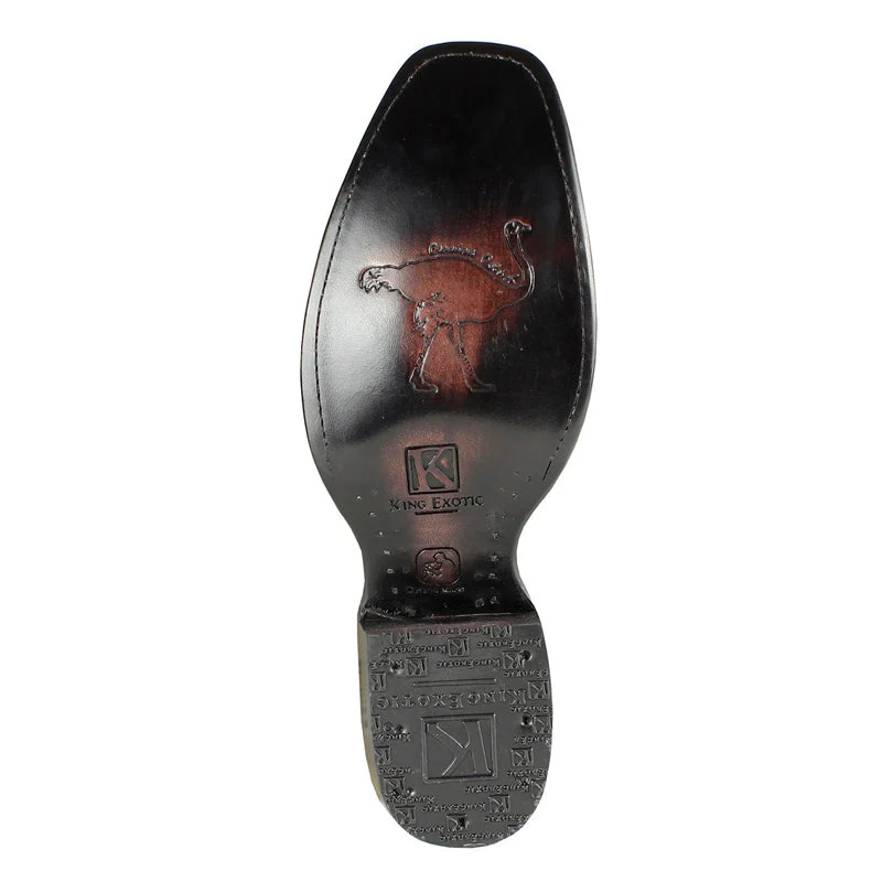 Men's King Exotic Genuine Ostrich Boots Dubai Toe Handcrafted Black (479B0305) - Image 2