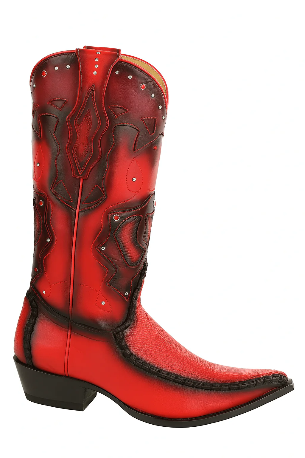 Men's King Exotic Genuine Sharkskin 3x Toe Boots Burnished Red 495v20912 - Image 5