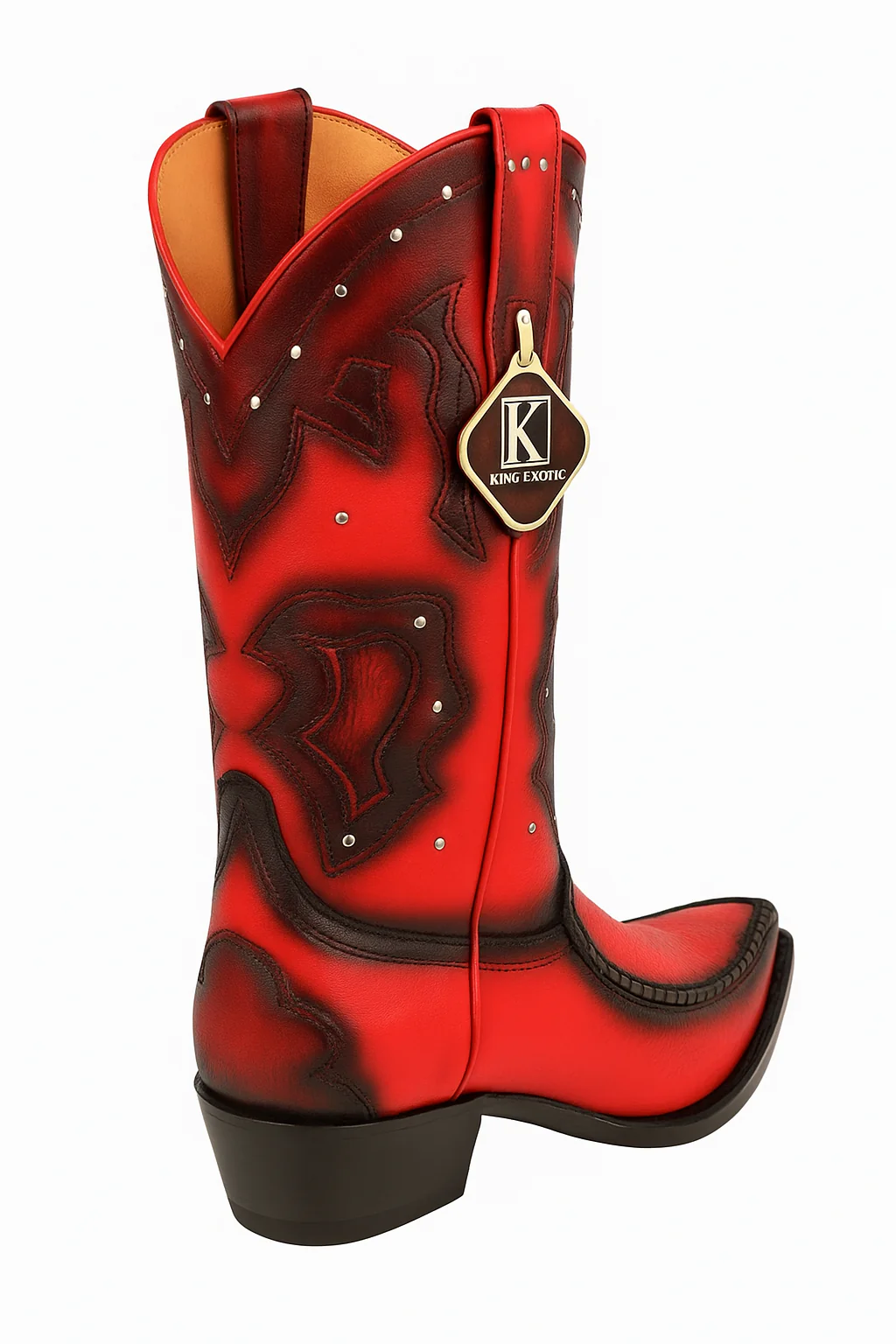 Men's King Exotic Genuine Sharkskin 3x Toe Boots Burnished Red 495v20912 - Image 6
