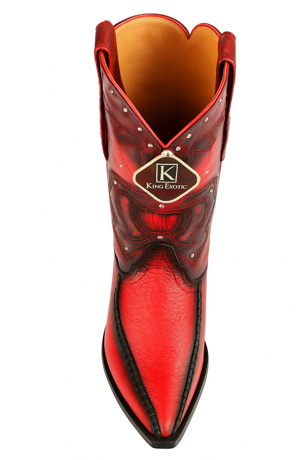 Men's King Exotic Genuine Sharkskin 3x Toe Boots Burnished Red 495v20912 - Image 7