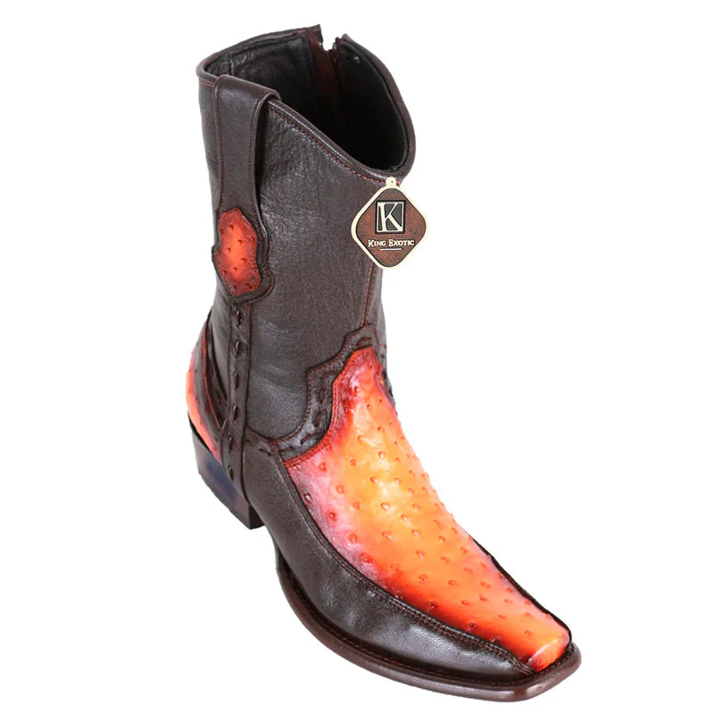Men's King Exotic Ostrich Boots with Handcrafted Deer Dubai Toe