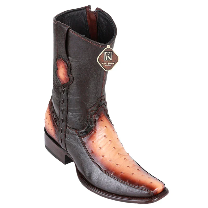 Men's King Exotic Ostrich Boots With Deer Dubai Toe Handcrafted Faded Oryx 479BF0315