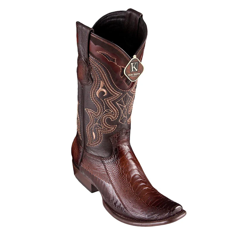King Exotic Faded Brown Ostrich Leg Boots – Dubai Toe, Handcrafted