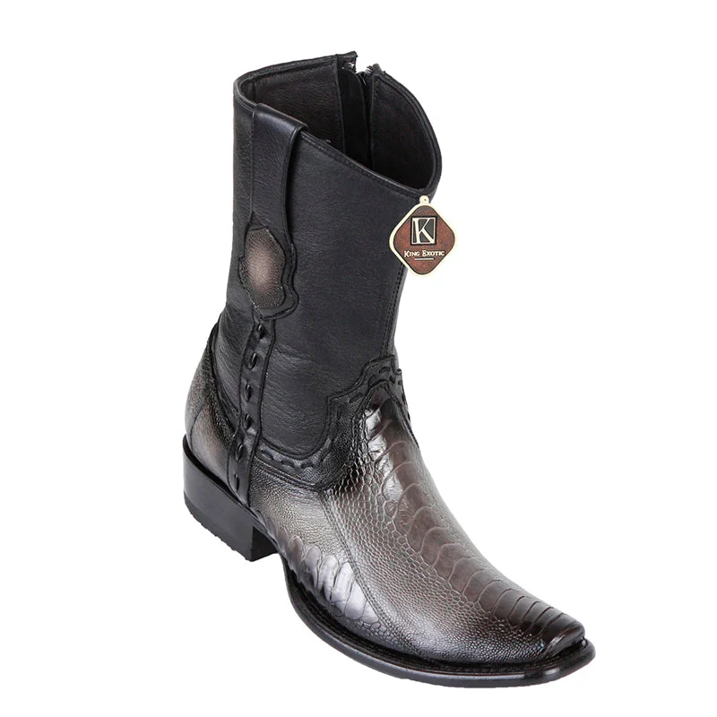 Men's King Exotic Ostrich Leg Boots Dubai Toe Handcrafted Faded Gray (479B0538) – Polished Craft Meets Distinct Attitude