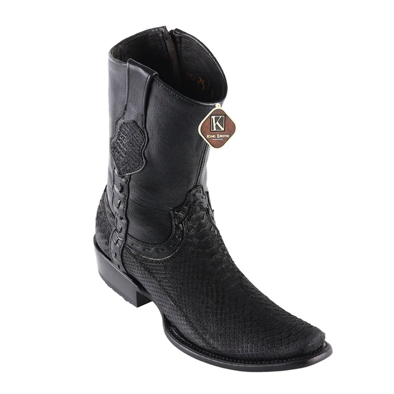 Men's King Exotic Python Boots Dubai Toe Handcrafted Brown Suede Finish