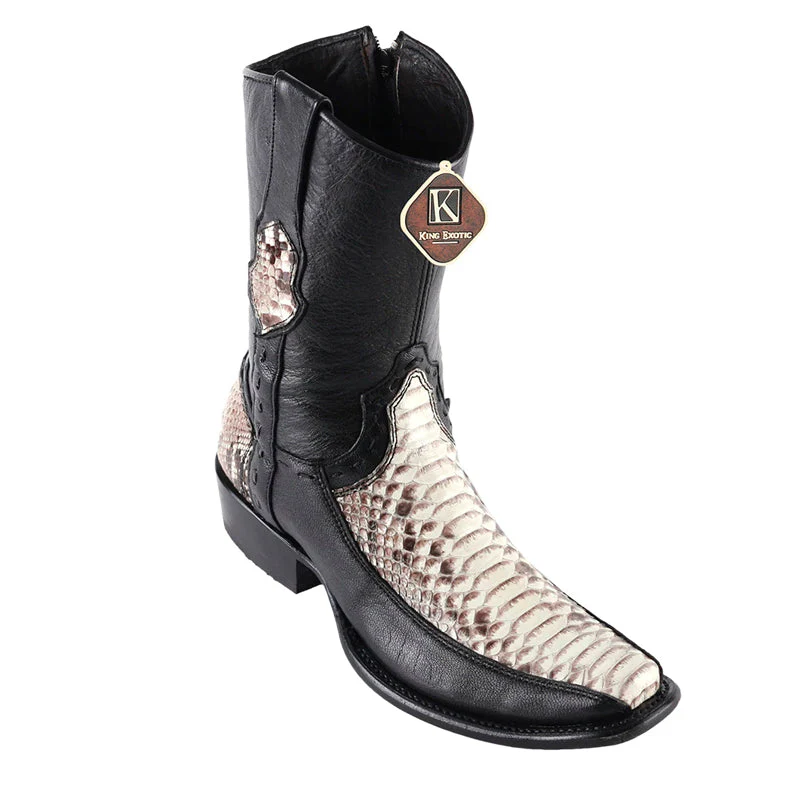 Men's King Exotic Python Boots With Deer Dubai Toe Handcrafted Natural