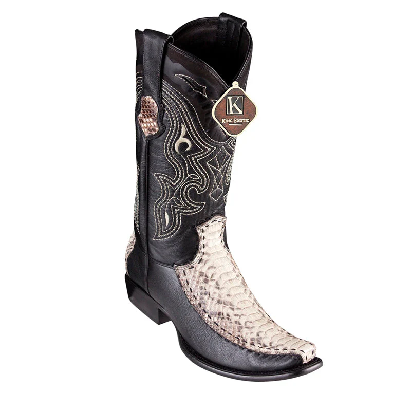 Men’s King Exotic Python Boots With Deer Dubai Toe Handcrafted Natural