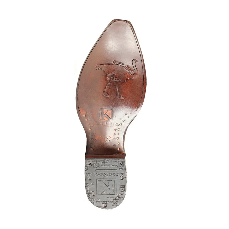King Exotic Grasso Brown Ostrich Leg Boots – Snip Toe Handcrafted - Image 2