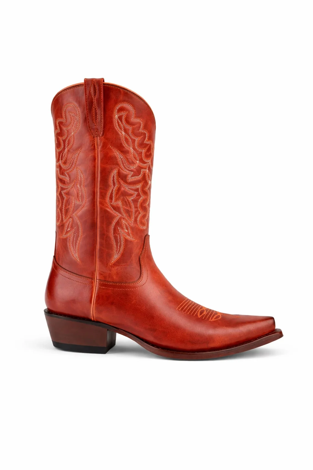 Men's King Exotic Snip Toe Pull Up Leather Boots Handmade Cognac - Image 2
