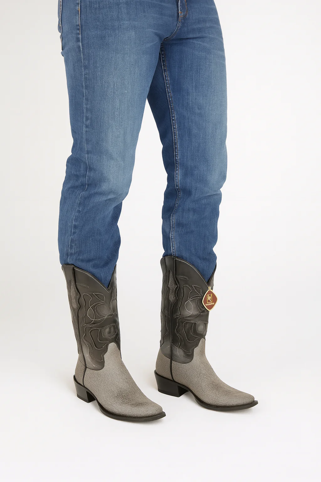 Men's King Exotic Snip Toe Sharkskin Boots Handcrafted Gray (494R0909) - Image 6