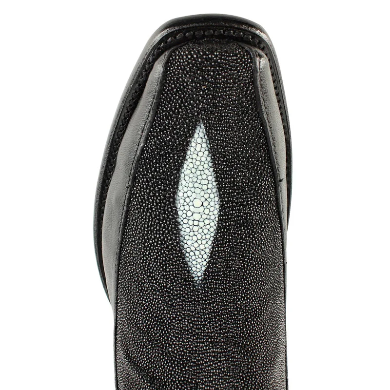 Men's King Exotic Stingray Boots Single Stone Dubai Toe Handmade Black - Image 2