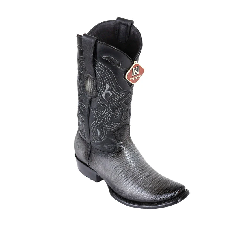 Men's King Exotic Teju Lizard Boots Dubai Toe Handcrafted Faded Black