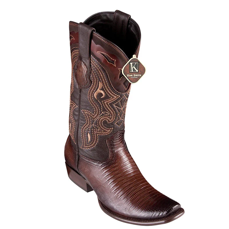 Men's King Exotic Teju Lizard Boots Dubai Toe Handcrafted Faded Brown