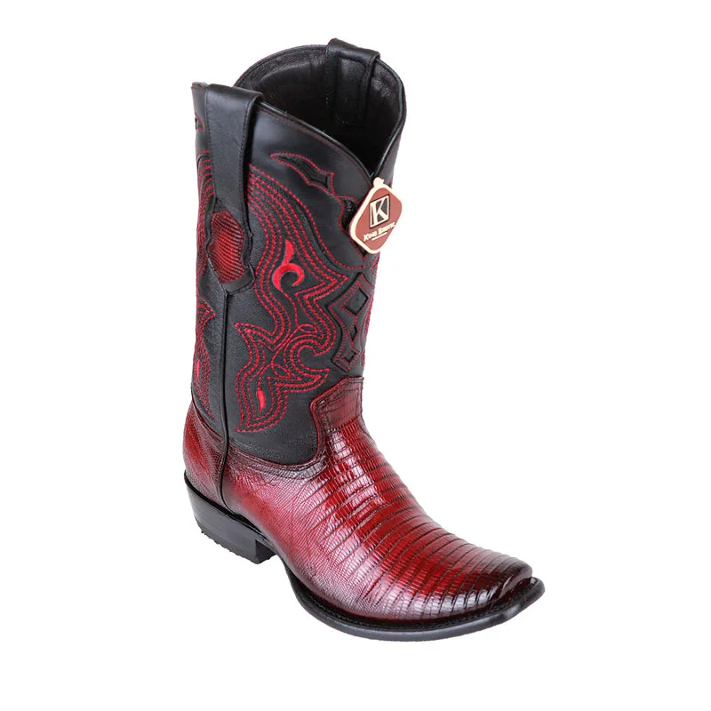 Men's King Exotic Teju Lizard Boots Dubai Toe Handcrafted Faded Burgundy