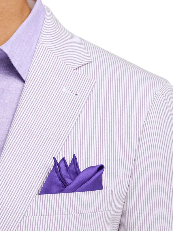 Mens Lavender Seersucker Suit Blazer + Pants Cotton Fabric - Summer Fabric in Purple color - Image 8