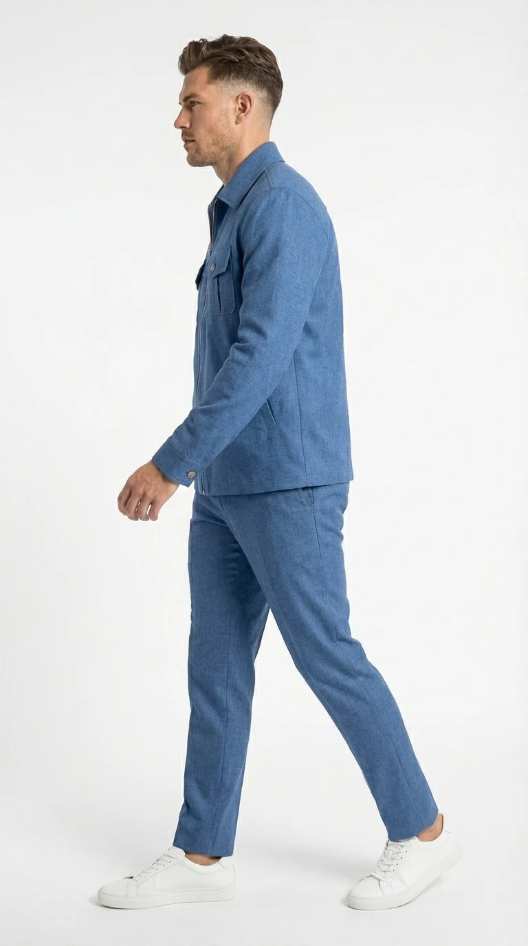 Mens Light Blue Walking Suit Set β Safair Military Casual Jacket and Pants Outfit for Travel, Vacation, Streetwear - Image 4