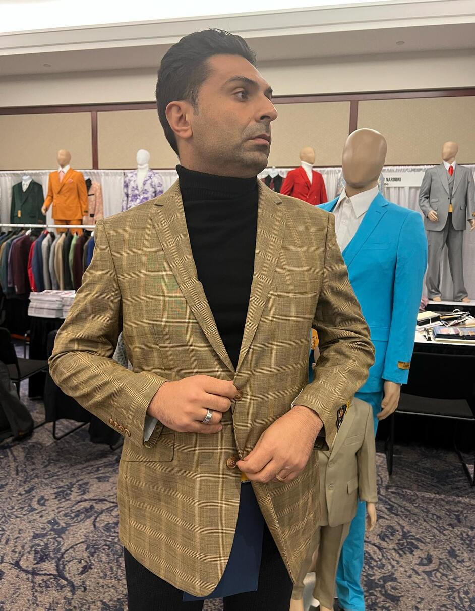 Men's Light Brown Plaid Sport Coat β Classic Check Blazer for Business and Casual Wear in Tan Windowpane Taupe Color - Image 4