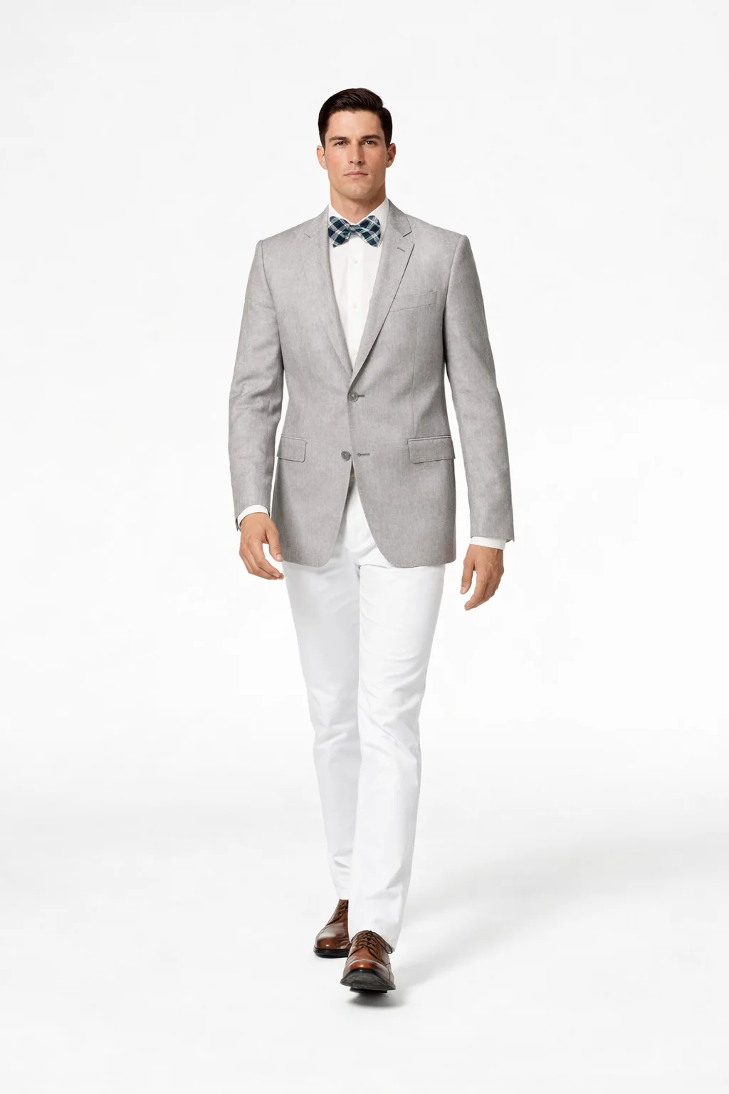 Men'S Linen 2 Button Sport Coat Classic Fit Grey Blazer - Image 4