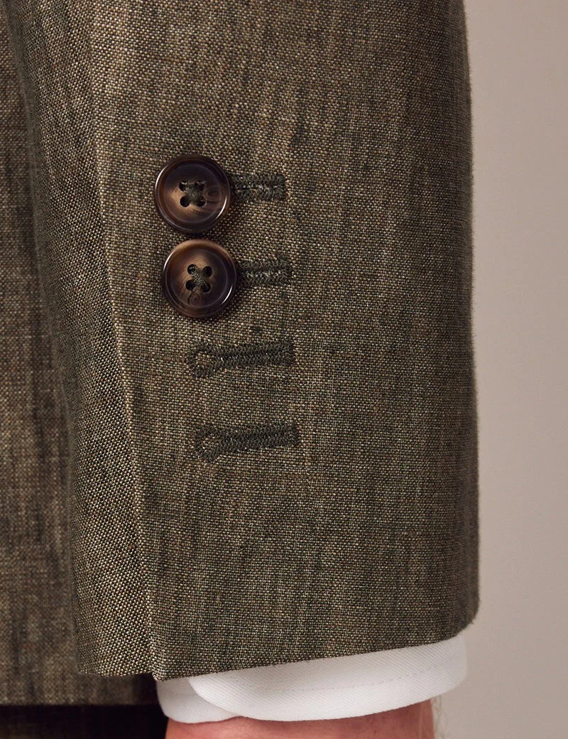 Mens Linen Suit For Beach Wedding - Summer Suit in Dark Green Tailored Fit - Image 10