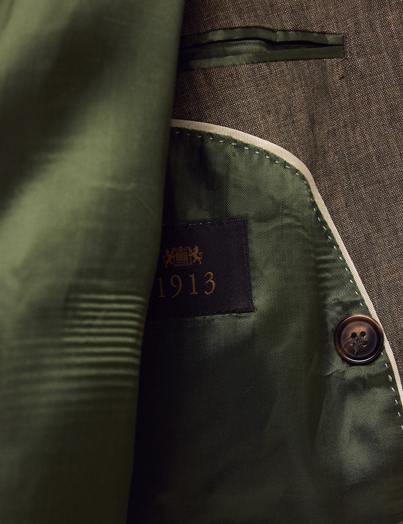 Mens Linen Suit For Beach Wedding - Summer Suit in Dark Green Tailored Fit - Image 11