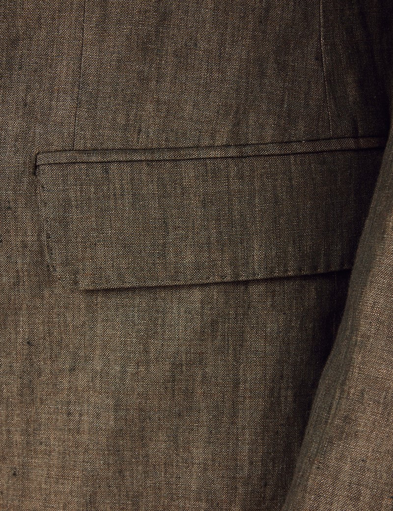 Mens Linen Suit For Beach Wedding - Summer Suit in Dark Green Tailored Fit - Image 12
