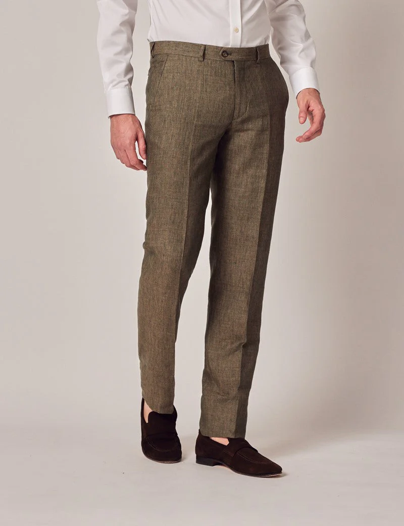 Mens Linen Suit For Beach Wedding - Summer Suit in Dark Green Tailored Fit - Image 13