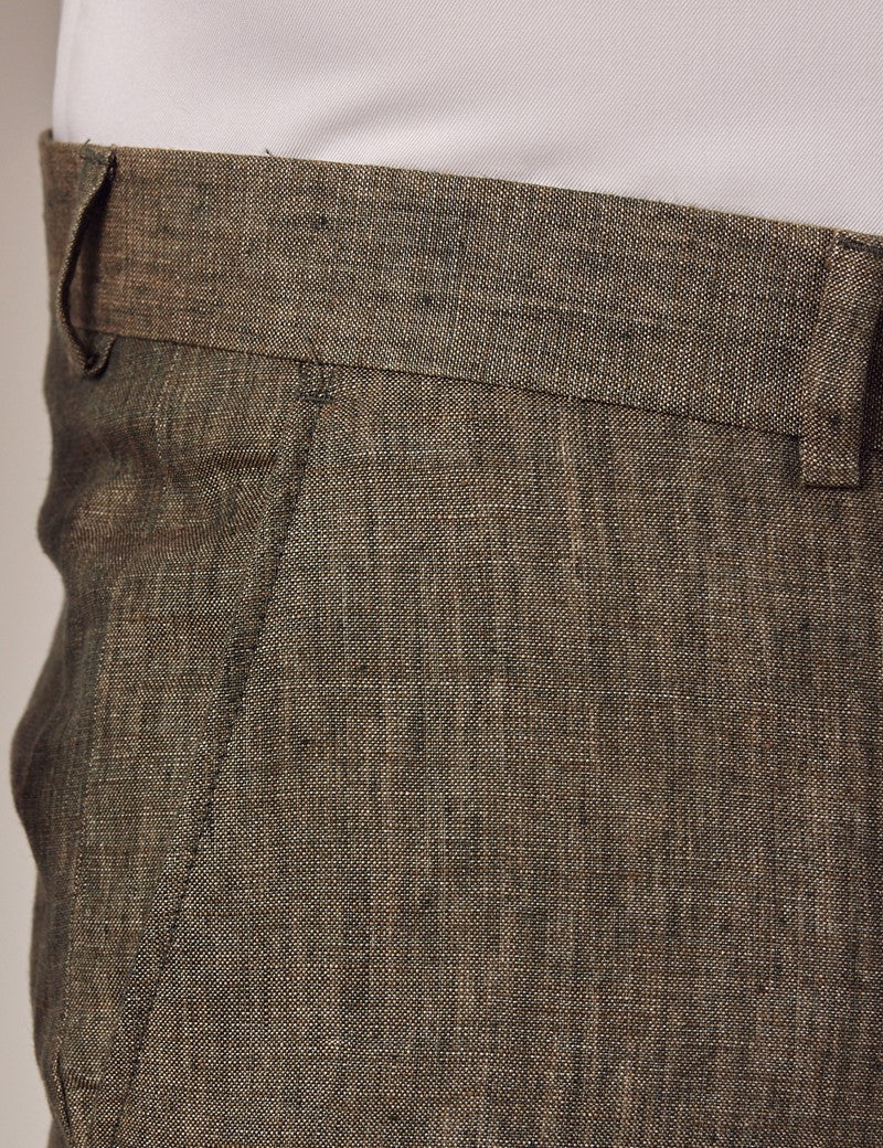 Mens Linen Suit For Beach Wedding - Summer Suit in Dark Green Tailored Fit - Image 14