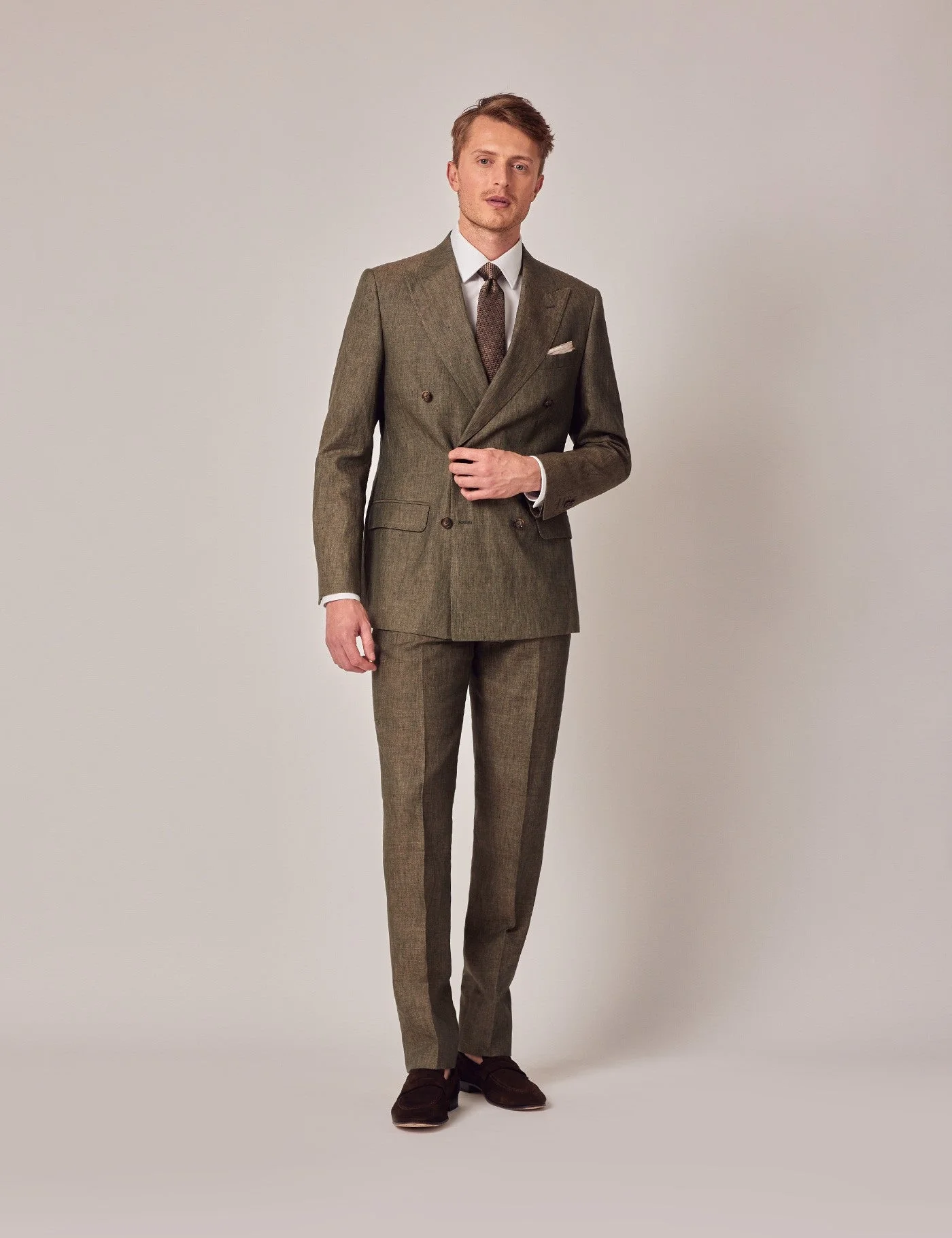 Mens Linen Suit For Beach Wedding - Summer Suit in Dark Green Tailored Fit - Image 15