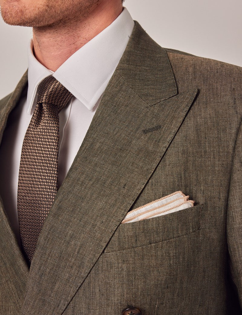Mens Linen Suit For Beach Wedding - Summer Suit in Dark Green Tailored Fit - Image 6