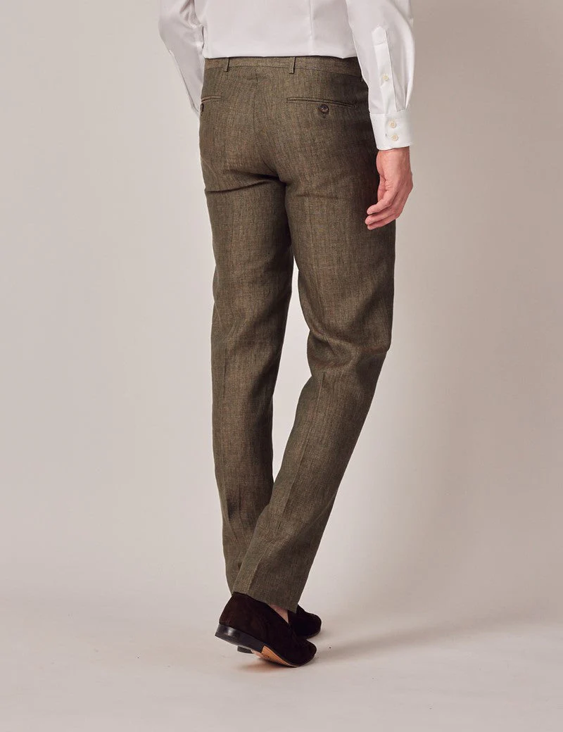 Mens Linen Suit For Beach Wedding - Summer Suit in Dark Green Tailored Fit - Image 7