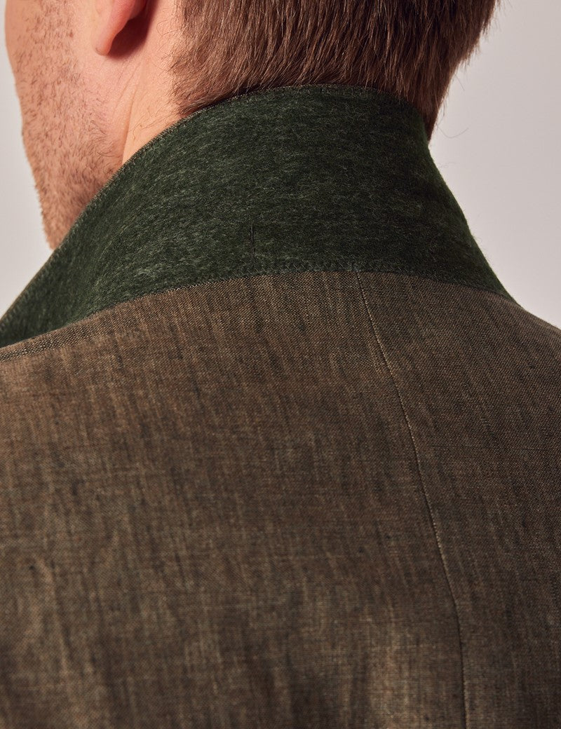 Mens Linen Suit For Beach Wedding - Summer Suit in Dark Green Tailored Fit - Image 9