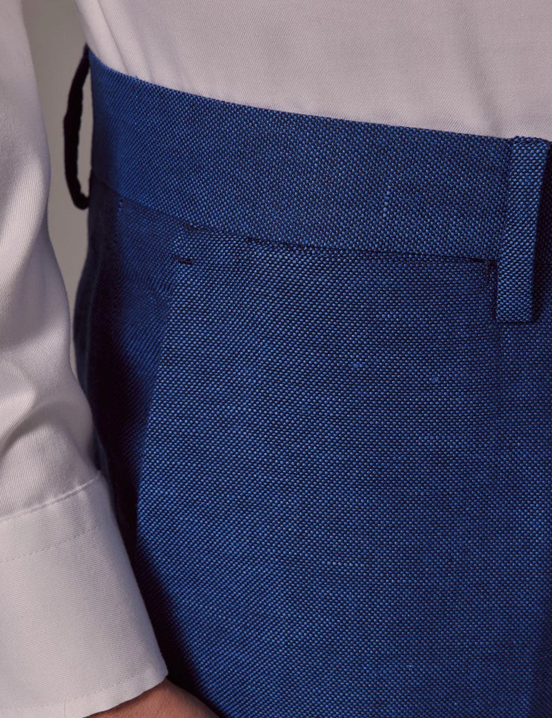 Mens Linen Suit For Beach Wedding - Summer Suit in Royal Blue Slim Fit - Image 10
