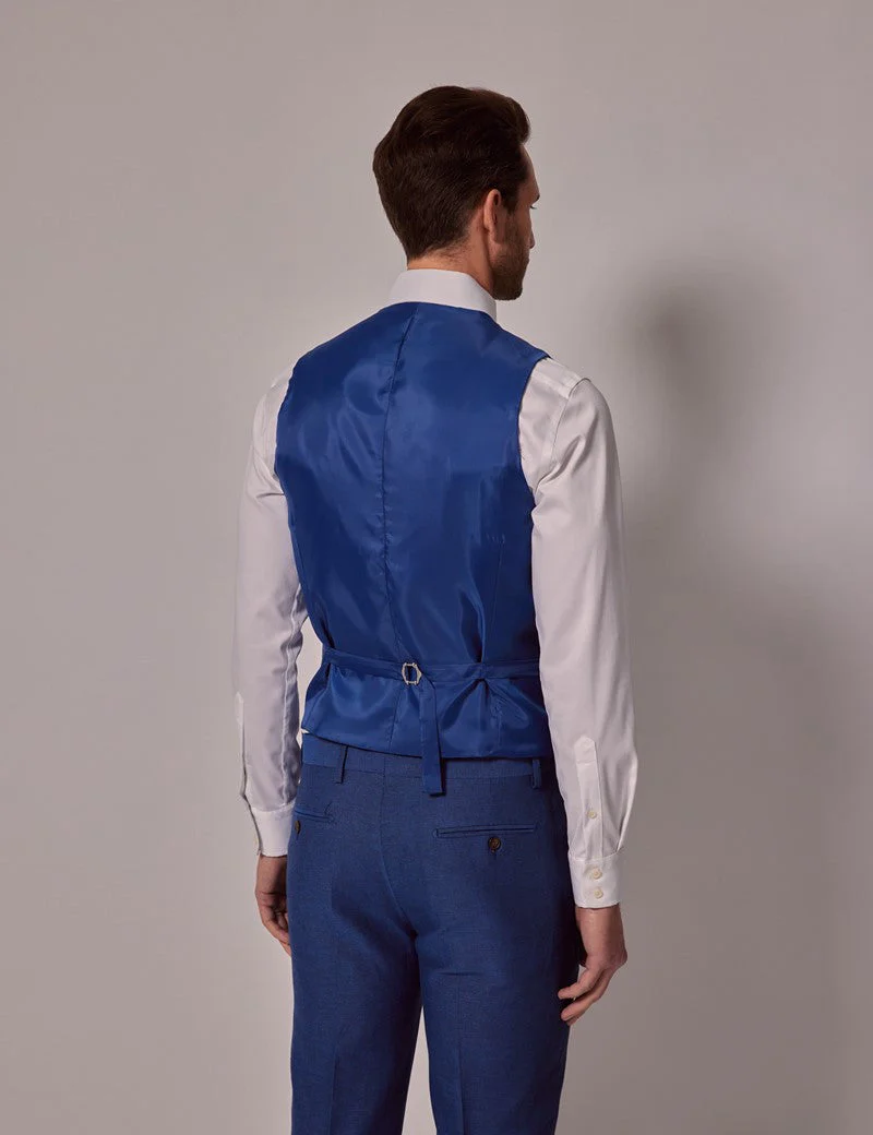 Mens Linen Suit For Beach Wedding - Summer Suit in Royal Blue Slim Fit - Image 14