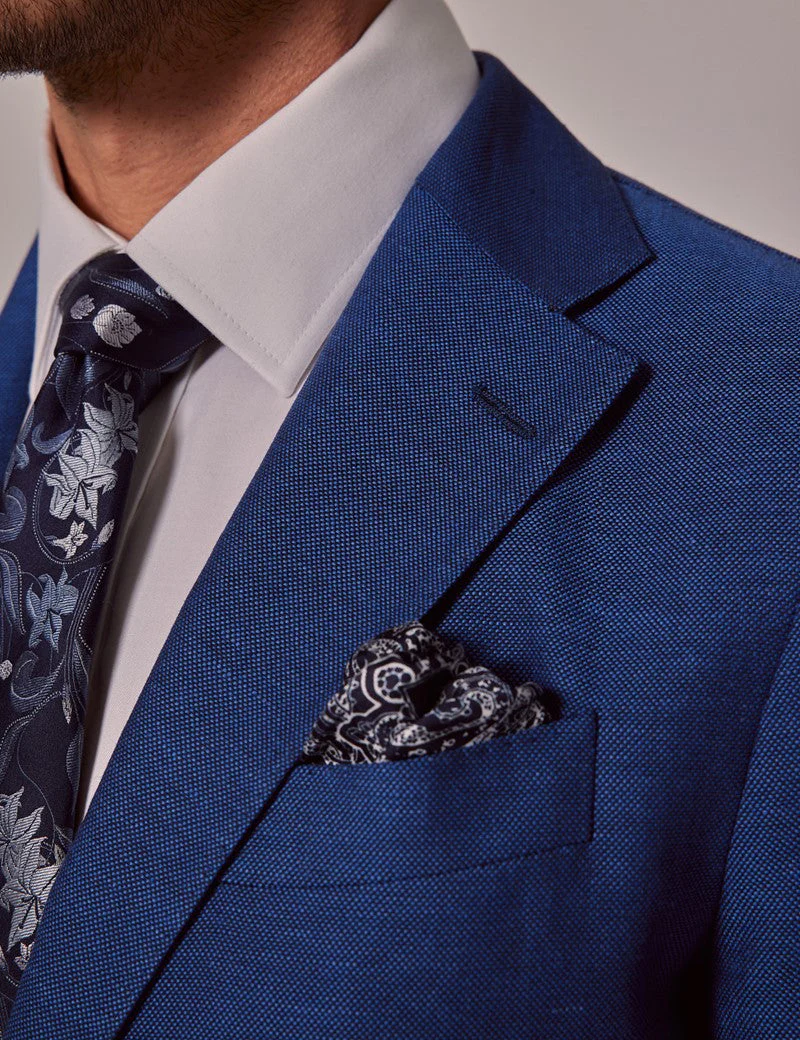 Mens Linen Suit For Beach Wedding - Summer Suit in Royal Blue Slim Fit - Image 3