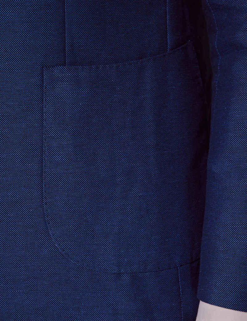 Mens Linen Suit For Beach Wedding - Summer Suit in Royal Blue Slim Fit - Image 4