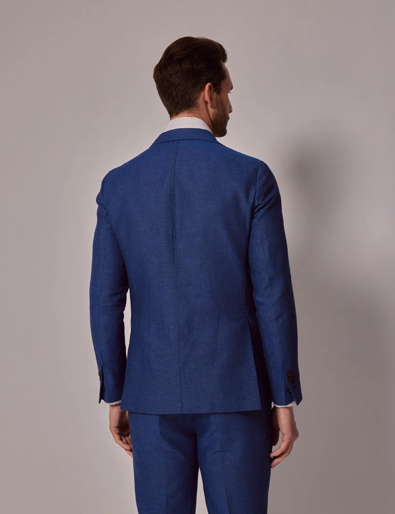 Mens Linen Suit For Beach Wedding - Summer Suit in Royal Blue Slim Fit - Image 5