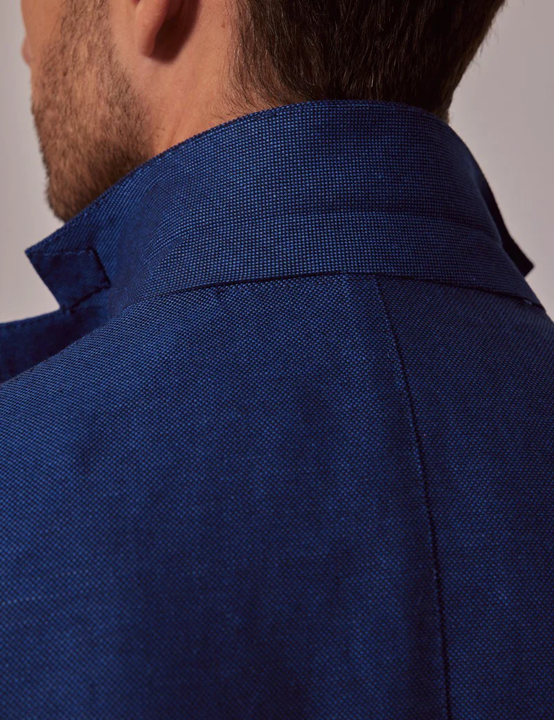 Mens Linen Suit For Beach Wedding - Summer Suit in Royal Blue Slim Fit - Image 6