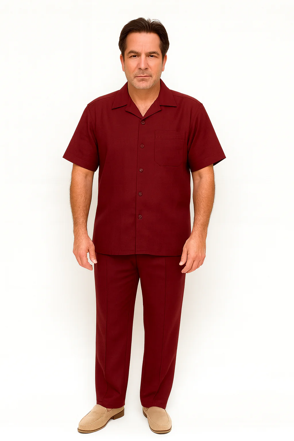 Mens Linen Walking Suit - Burgundy Summer Outfit - Mens Linen Suit