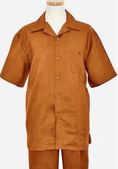 Mens Linen Walking Suit - Luggage Summer Outfit - Mens Linen Suit Light Brown Brick Color - Image 5