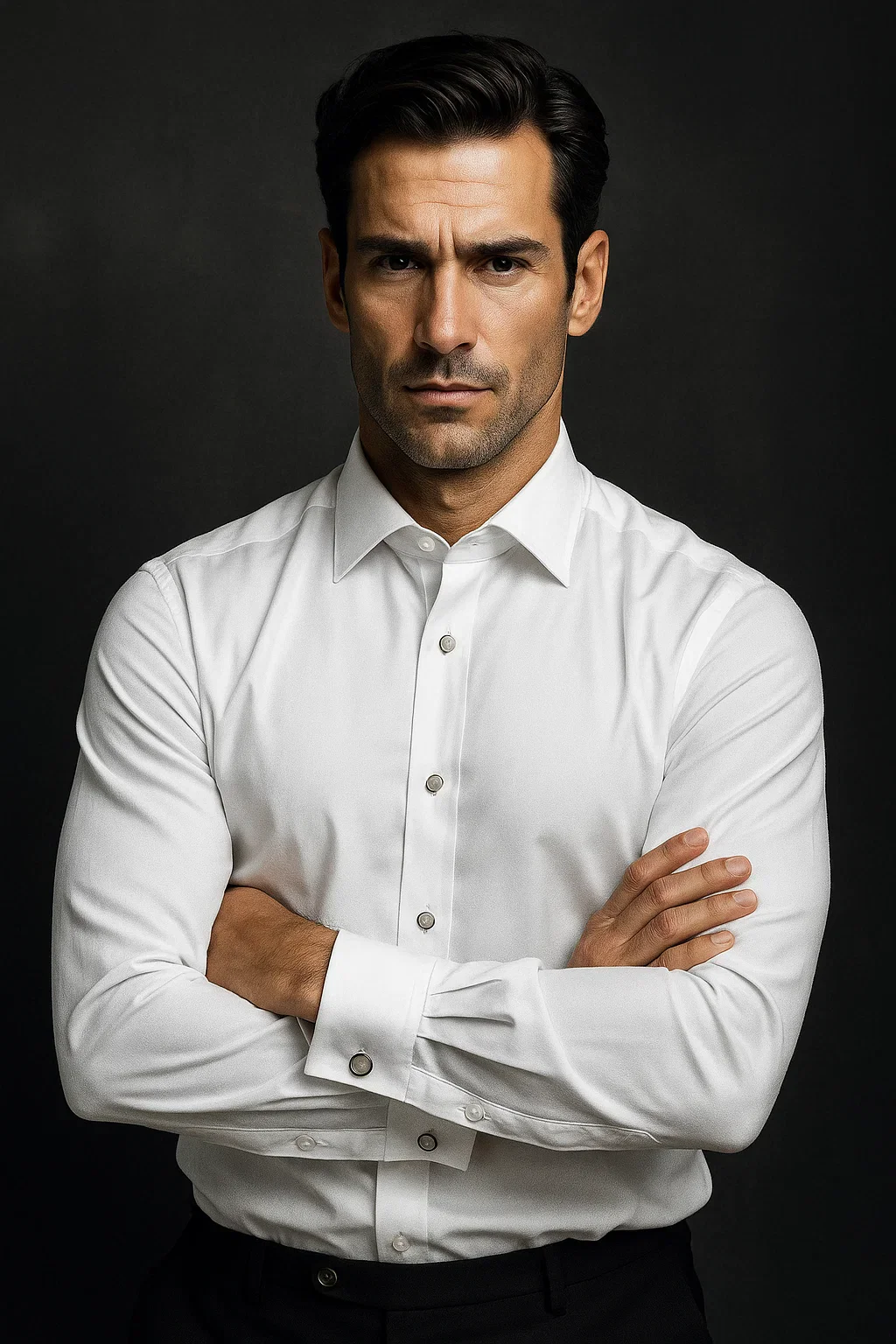 Men's Long Sleeve Fashion Shirt with Matching Tie, Hankie Set White - Image 5