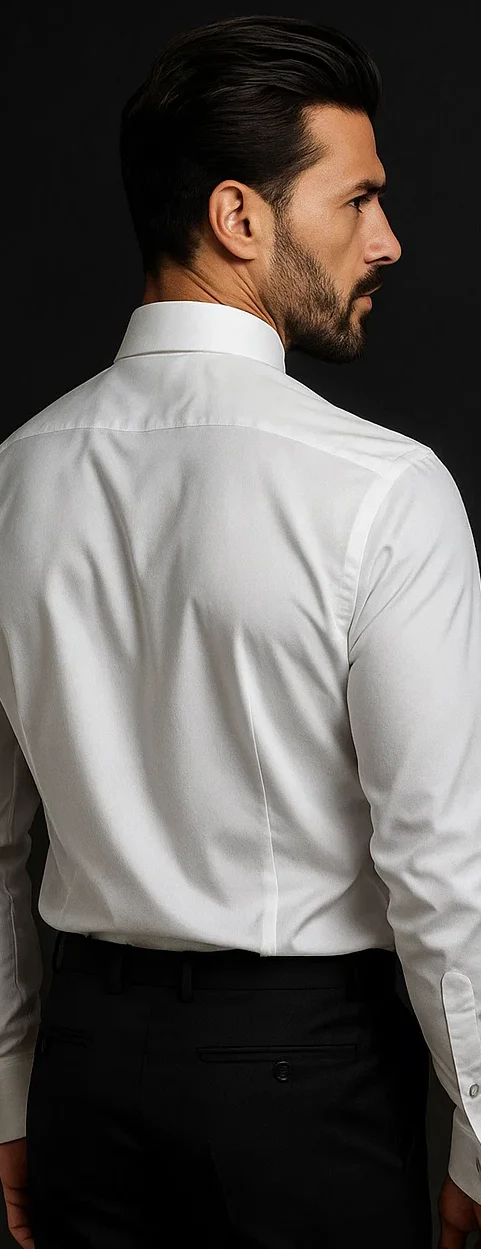 Men's Long Sleeve Fashion Shirt with Matching Tie, Hankie Set White - Image 6